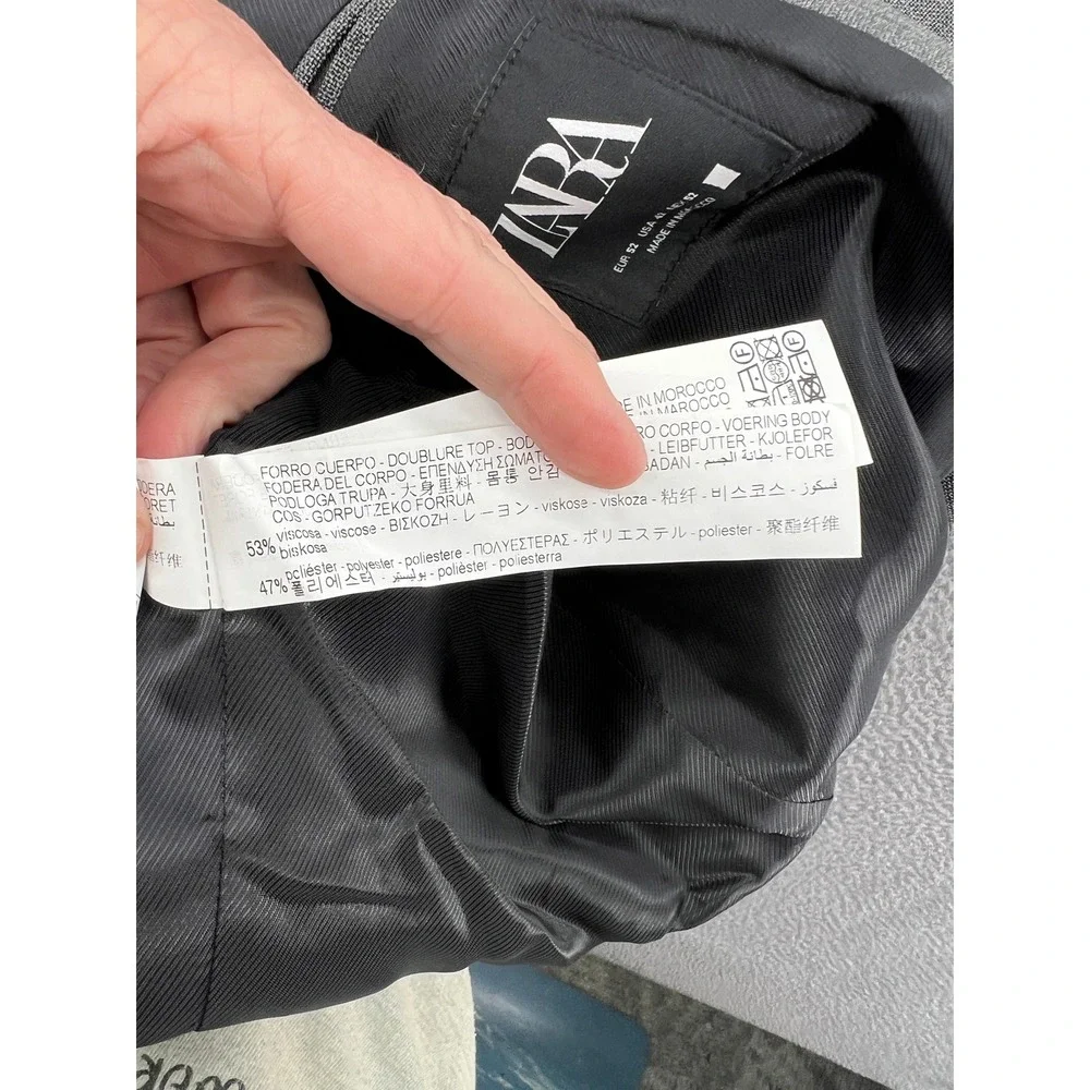 Zara Blazer Jacket Sport Coat Mens Sz 42 Grey Regular Fit Suit NWT